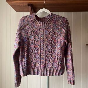 Multicolor 100% Cotton Cable Knit Sweater